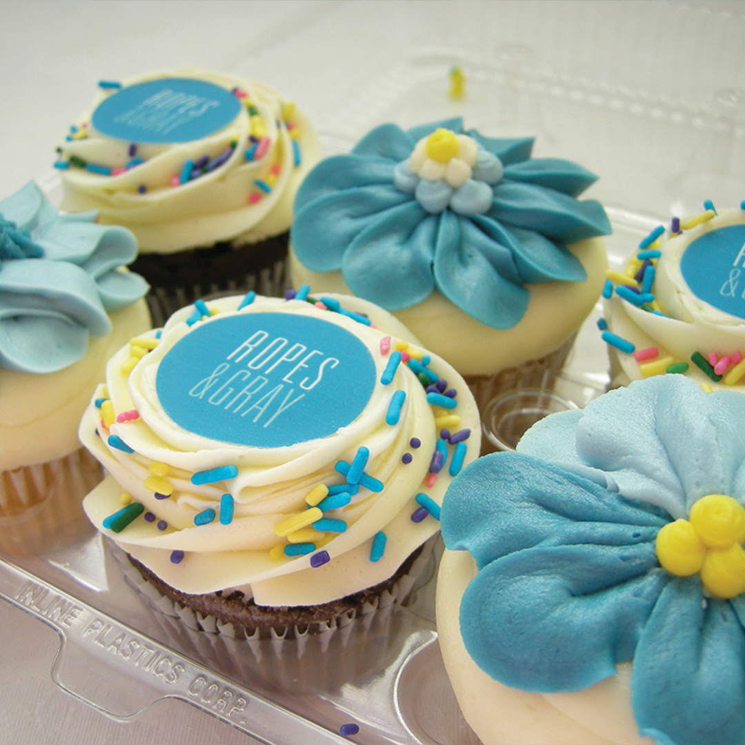 Custom logo kosher cupcakes gift set with hand finished logo topper