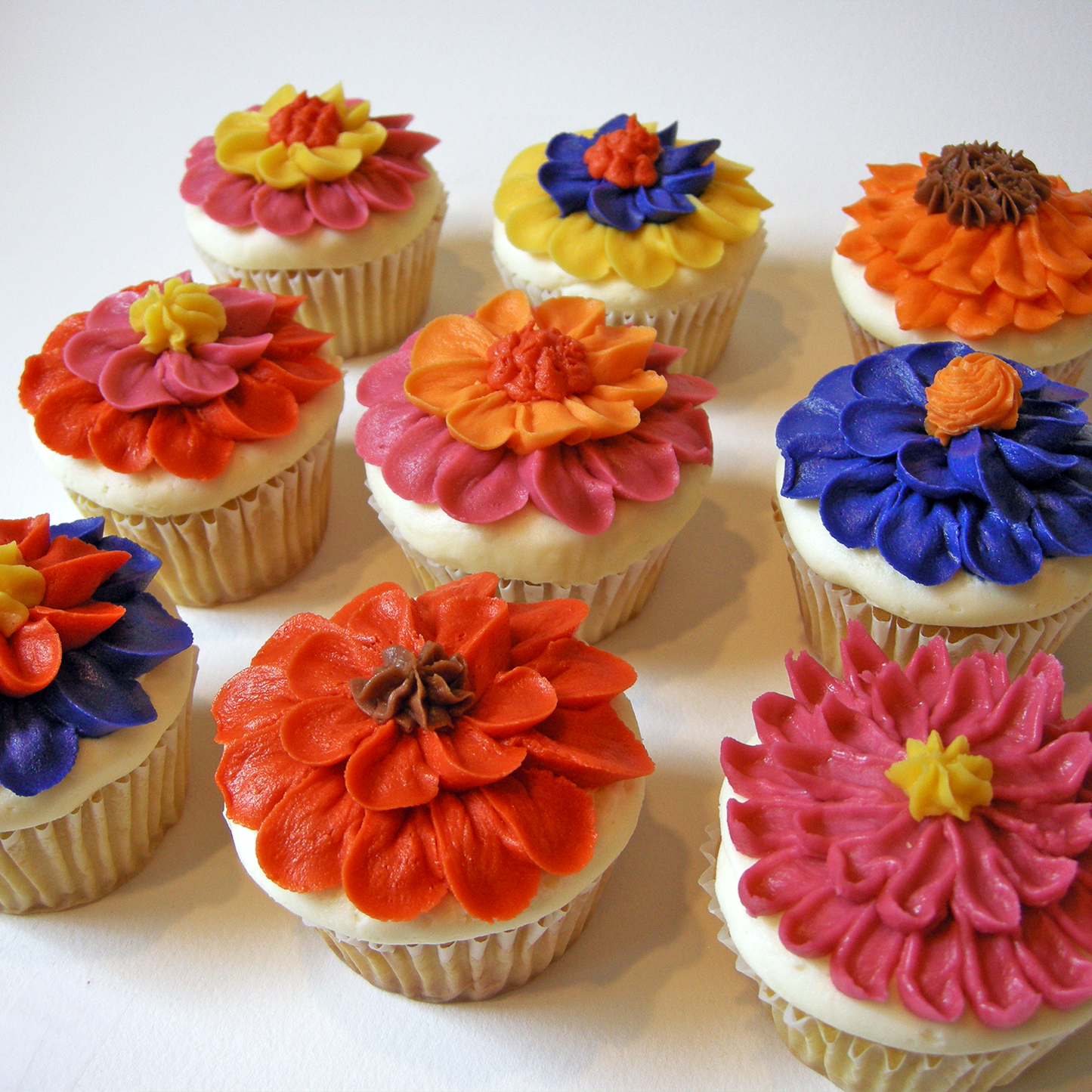 Floral kosher cupcake, close up of buttercream flowers
