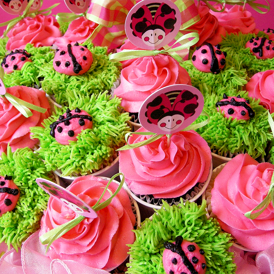 Ladybug Blossoms Mini Kosher Cupcake Bouquet (view 2)