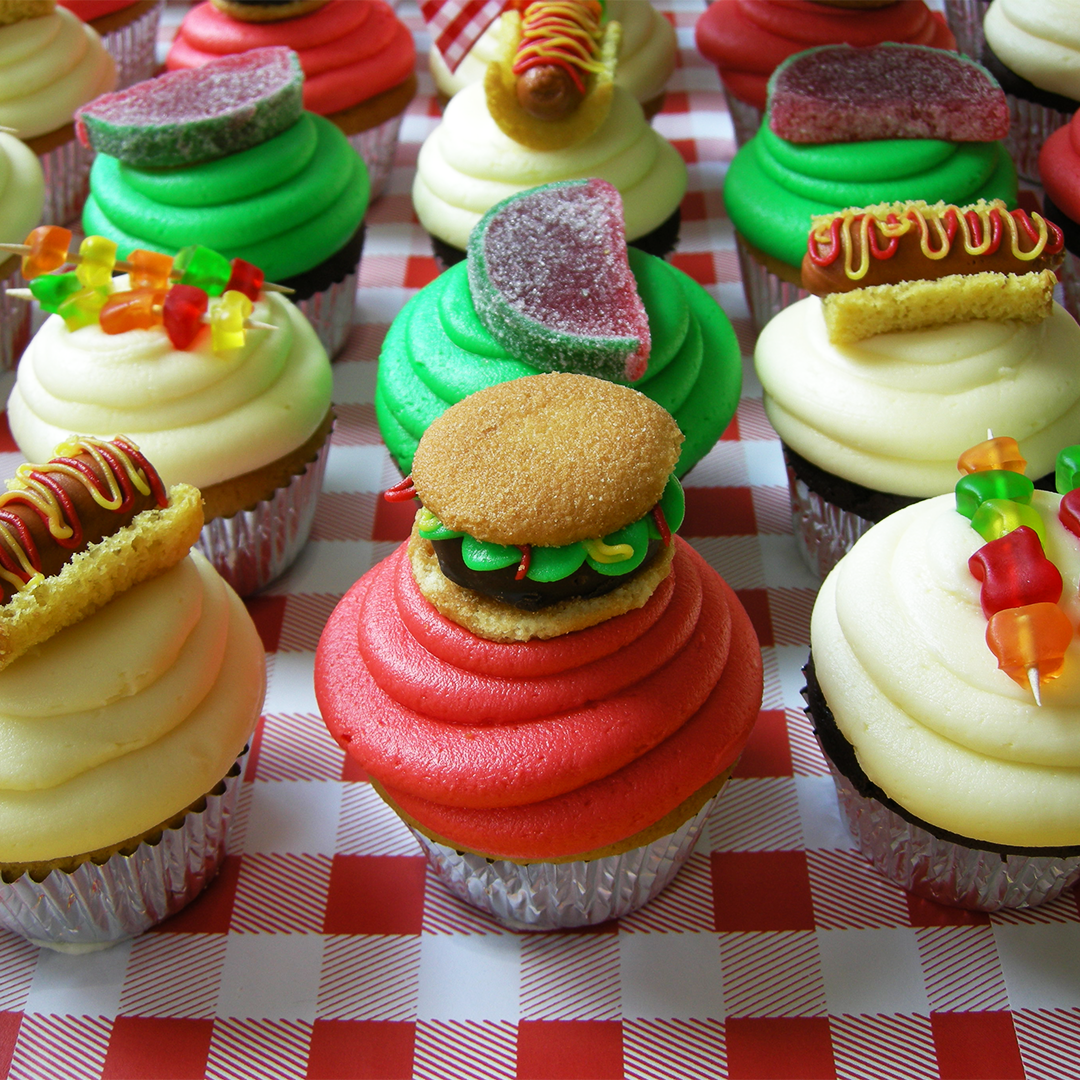 Birthday BBQ kosher cupcake gift set, full arrangement