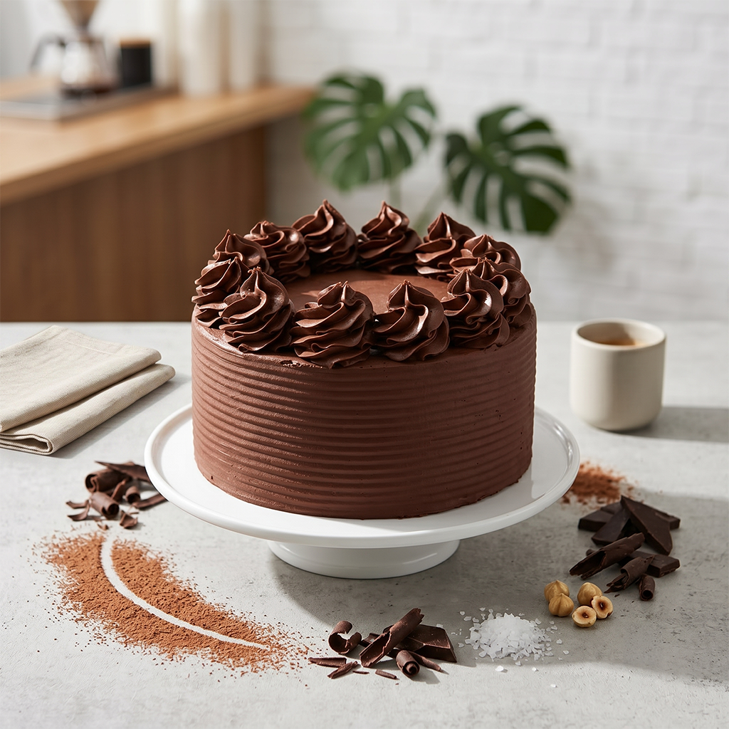 Chocolate Fudge Rosette Cake
