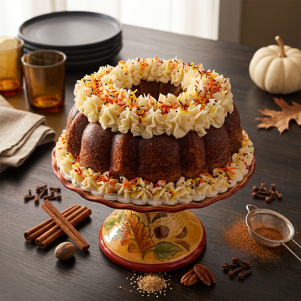 Frosted Pumpkin Chocolate Chip Cake