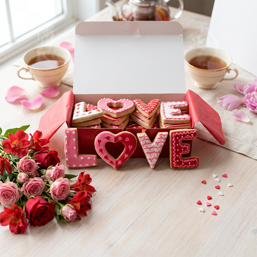 LOVE Valentine kosher sugar cookies hand iced in red, pink and white