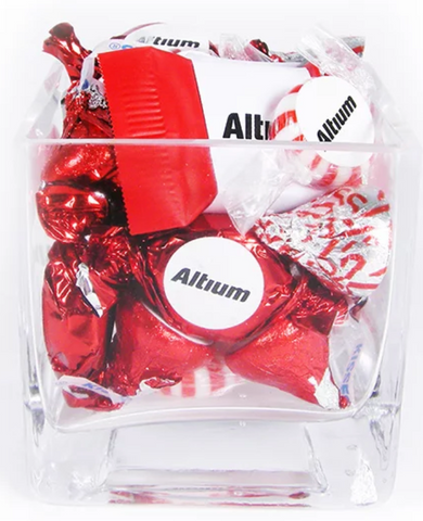 Glass Cube with Logo Candy