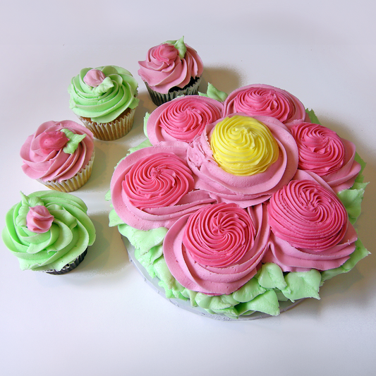 Pink Green Swirl Cupcake