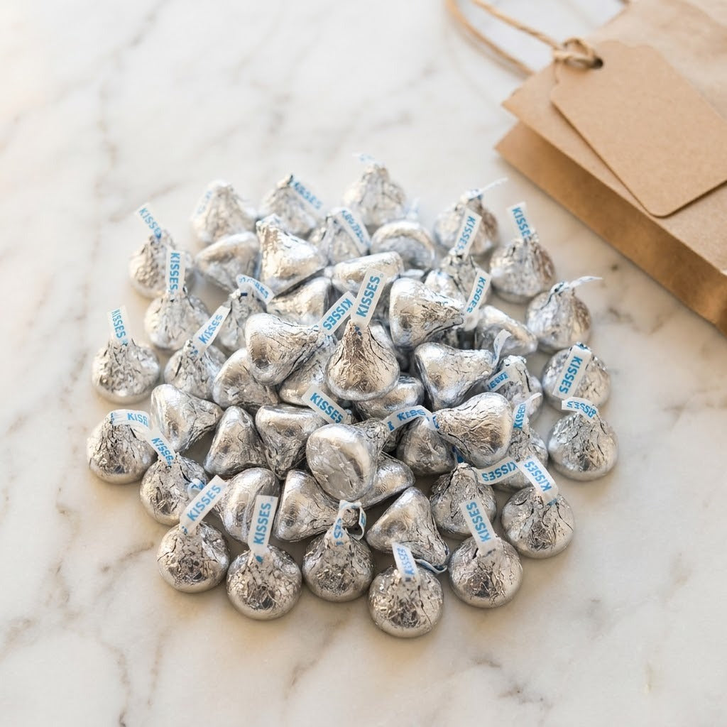 Custom Label Hershey's Kisses candy bag, kosher, made in Chestnut Hill MA