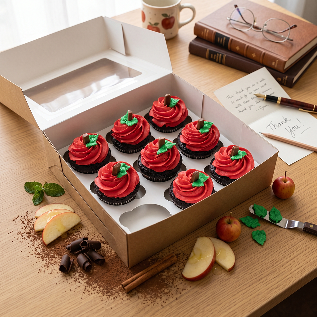 Apple kosher cupcake with buttercream apple design