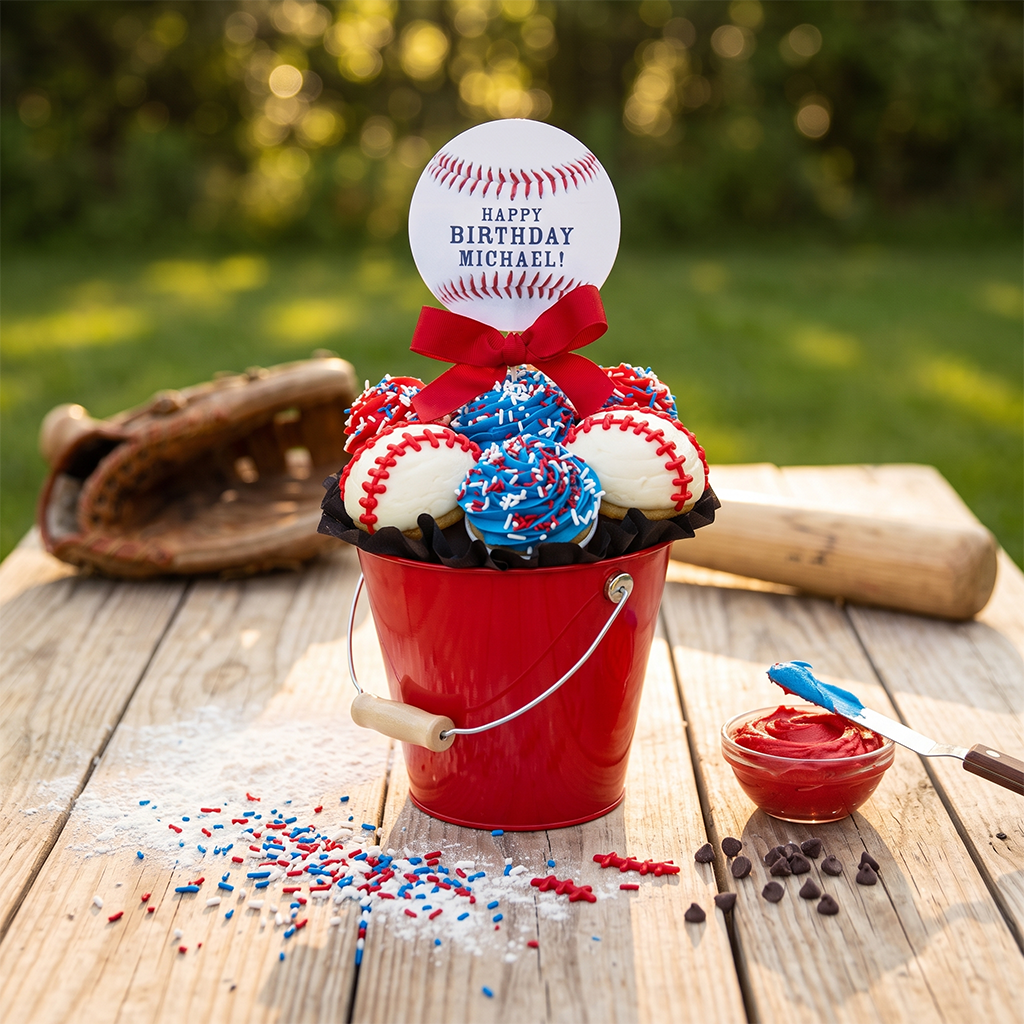Baseball Kosher Cupcake Bouquet