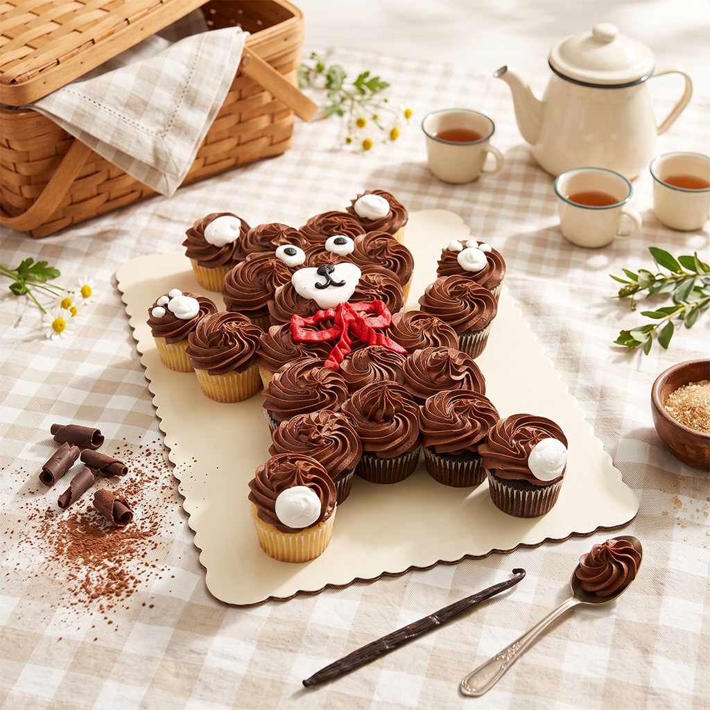 Bear Kosher Cupcake Cake, pull-apart cupcake arrangement shaped like a bear