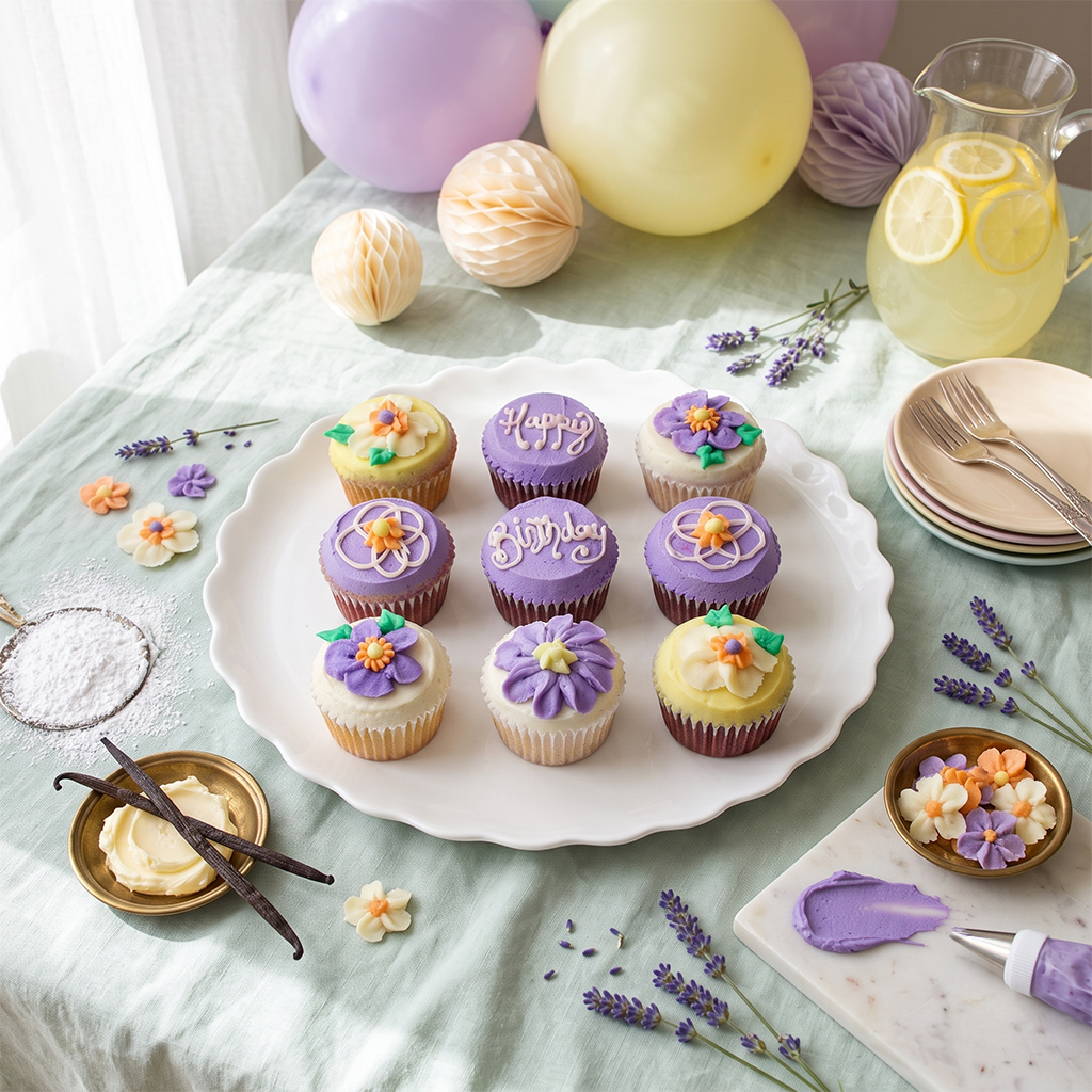 Birthday kosher cupcake gift set with festive decoration
