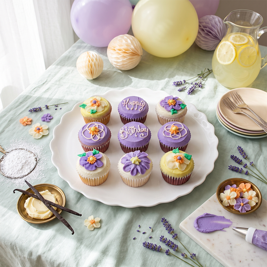 Birthday kosher cupcake gift set with festive decoration