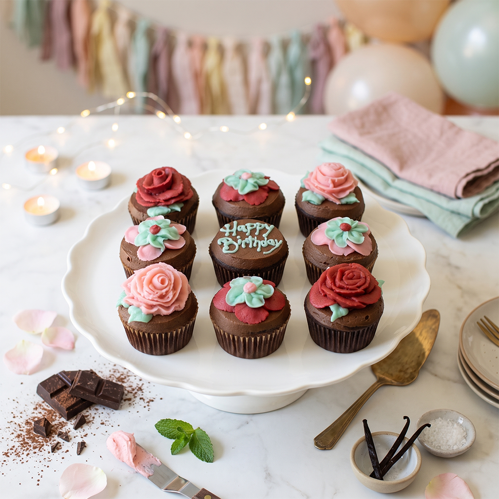 Birthday celebration kosher cupcake gift set with party decoration
