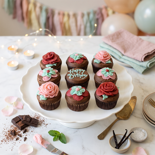 Birthday celebration kosher cupcake gift set with party decoration