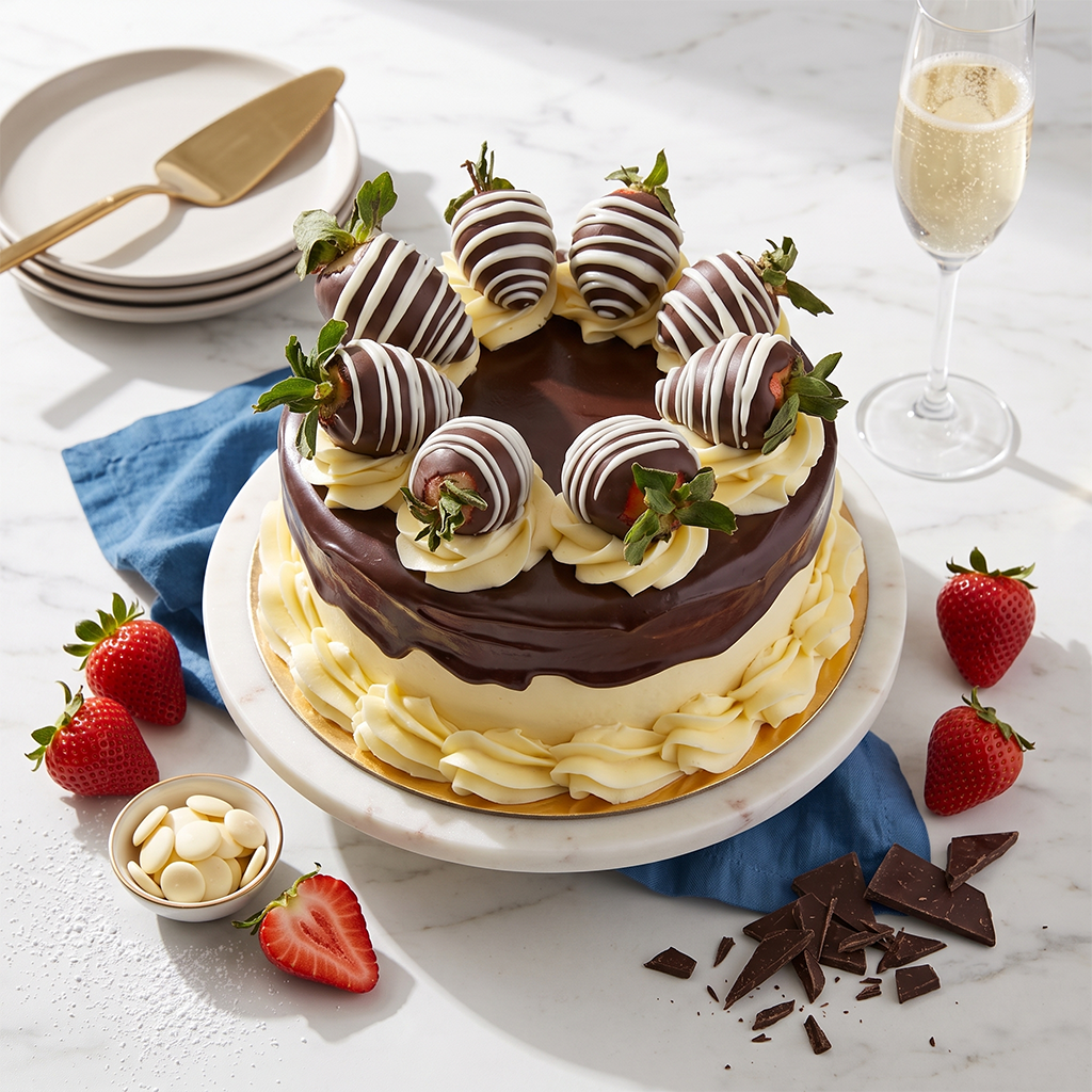 Chocolate Dipped Strawberries Cake