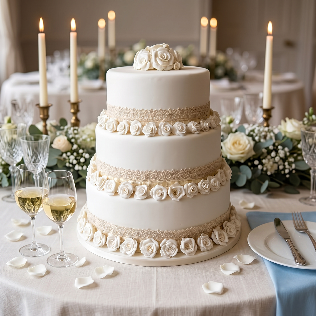 Classic Rose Wedding Cake