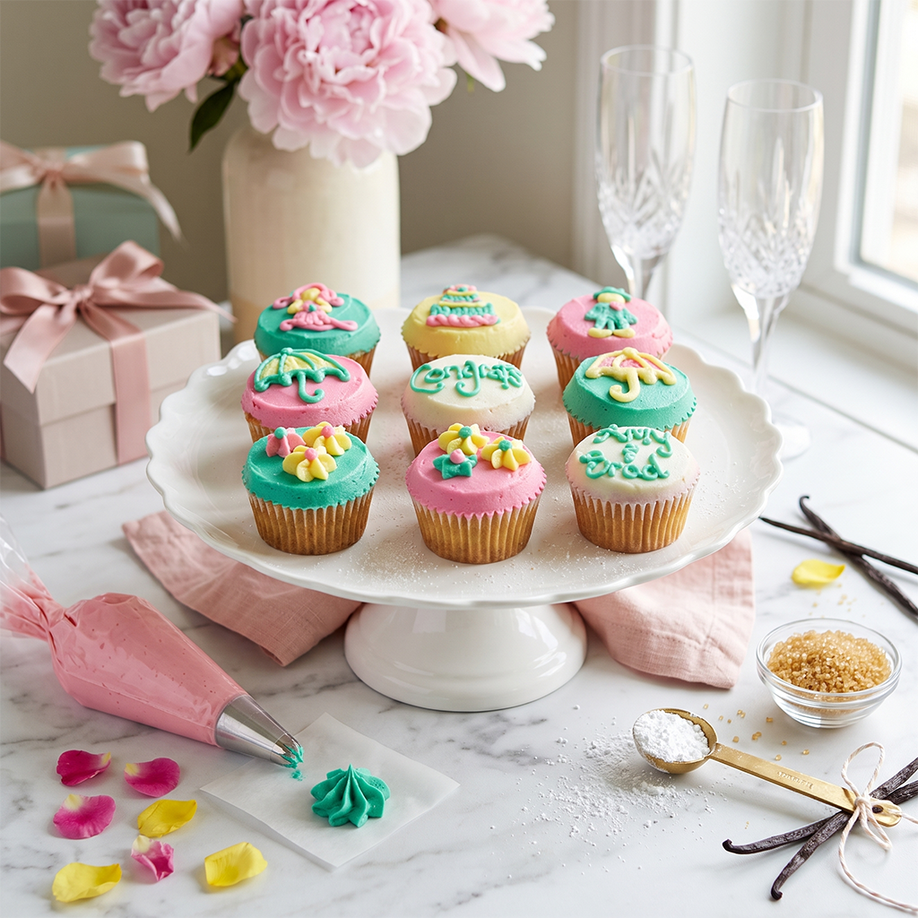 Congratulations kosher cupcake gift set with festive decoration