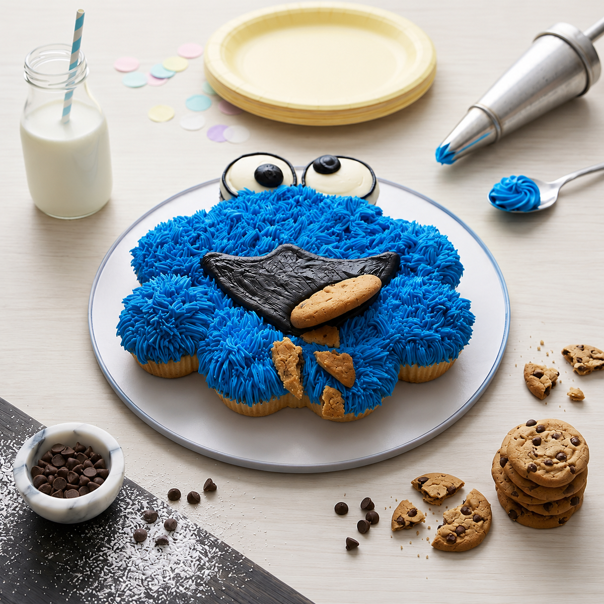 Cookie Monster Cupcake Cake