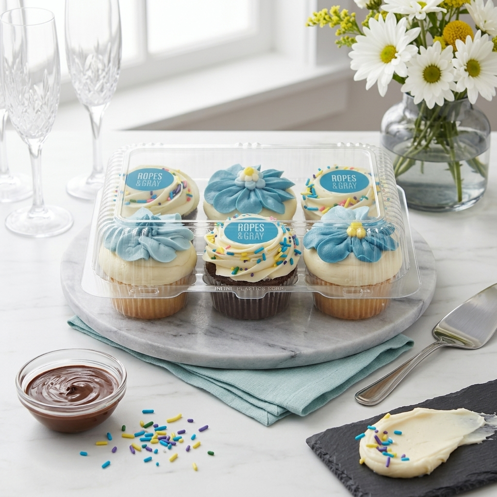 Custom logo kosher cupcakes gift set with hand finished logo topper
