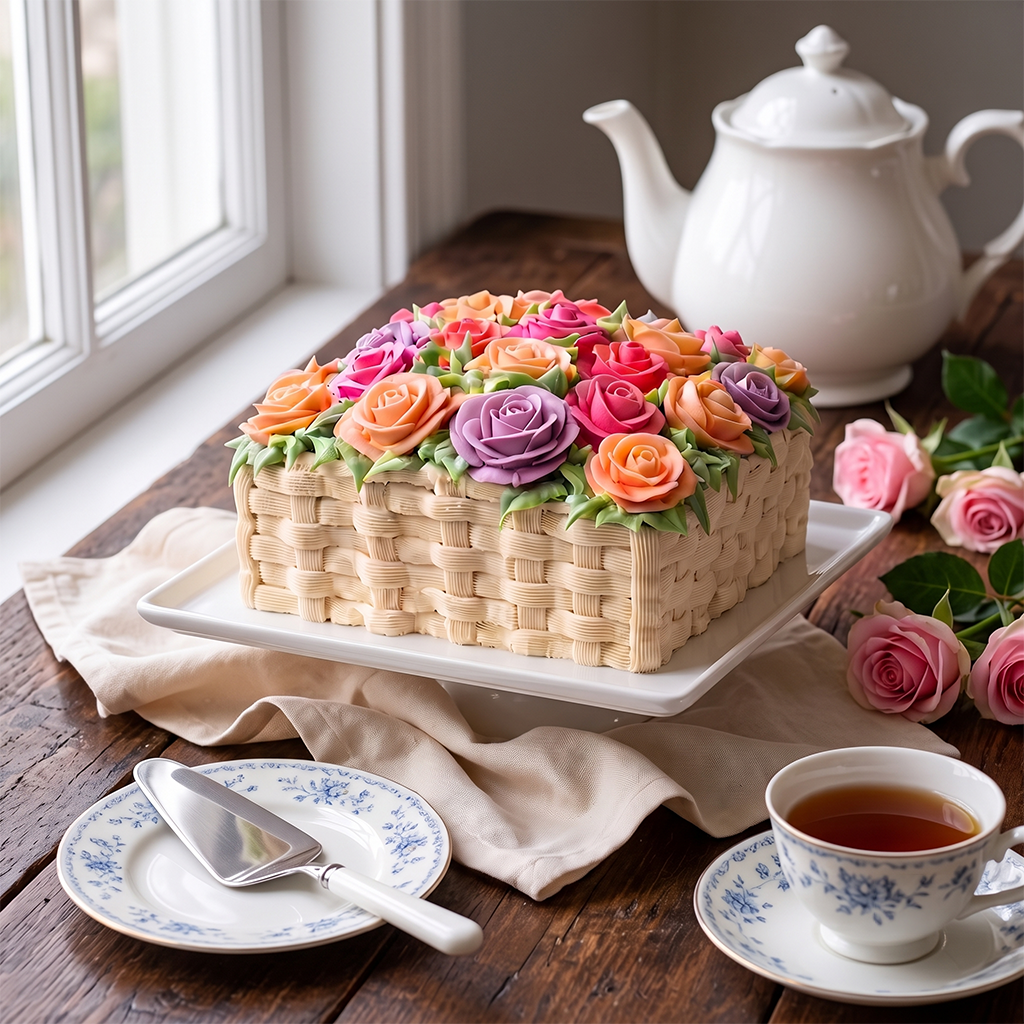 Pastel Basketweave Cake