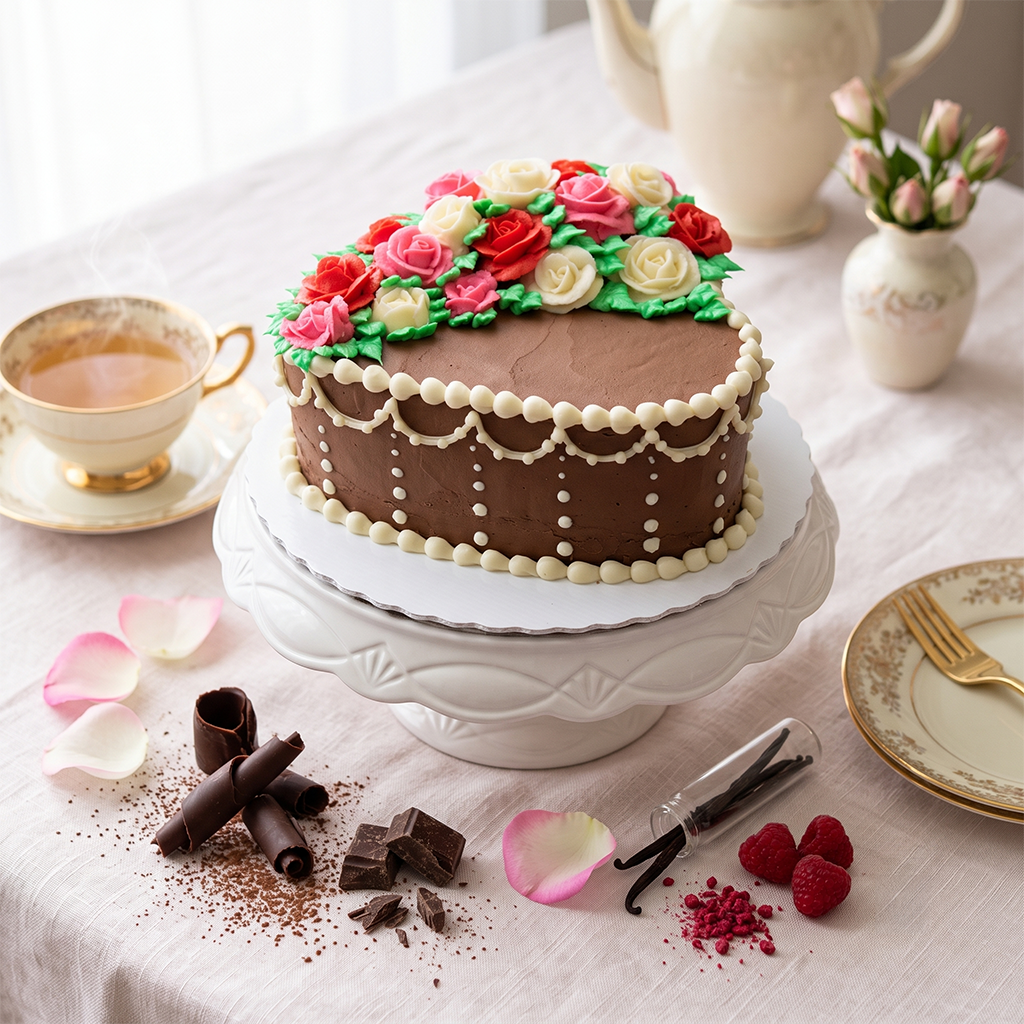 Rose heart Cake