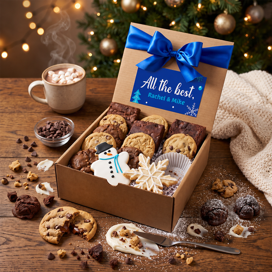 Winter kosher cookies and brownies gift box with hot cocoa | Iris Lee