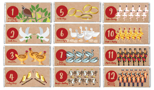 12 Days of Christmas Candy Bars