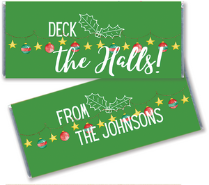 Deck the Halls Ornament Banner Wrapped Hershey Bars