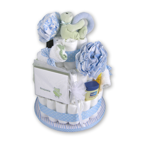 Diaper cake gift store basket