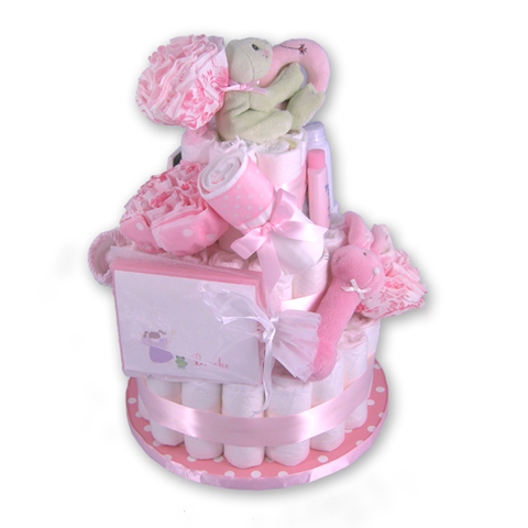 Diaper Cake Baby Girl Gift Basket