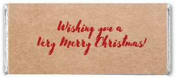 12 Days of Christmas candy bars with twelve numbered illustrated kraft wrappers in a gift box, reverse printed with a Merry Christmas greeting