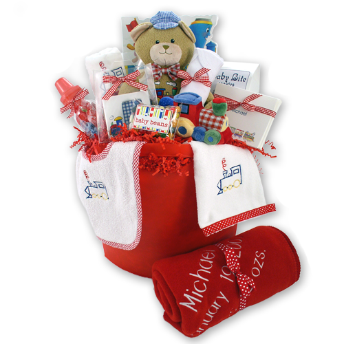 The Little Engine that Cooed Baby Boy Gift Basket